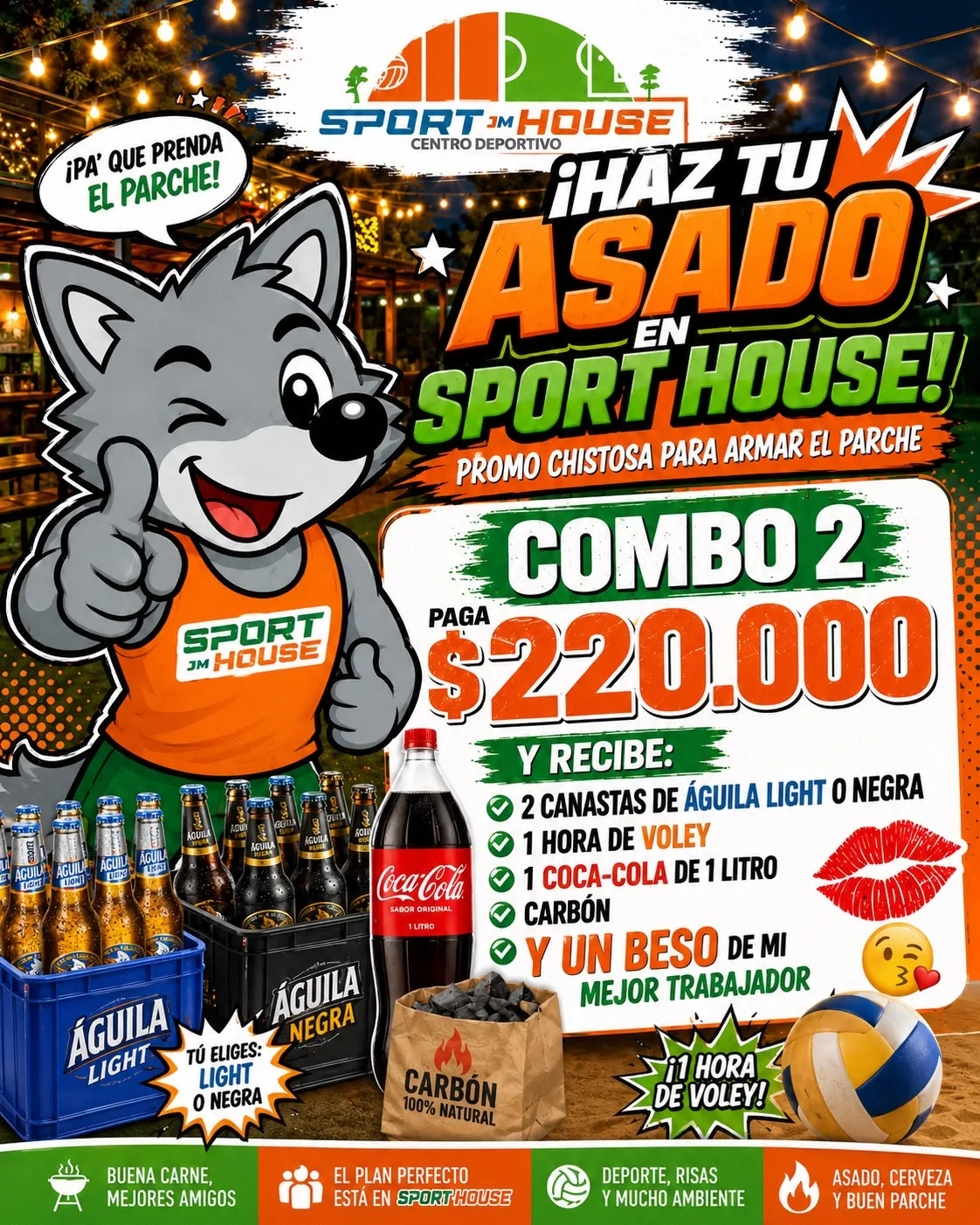 Haz tu asado en Sport House – Combo 2