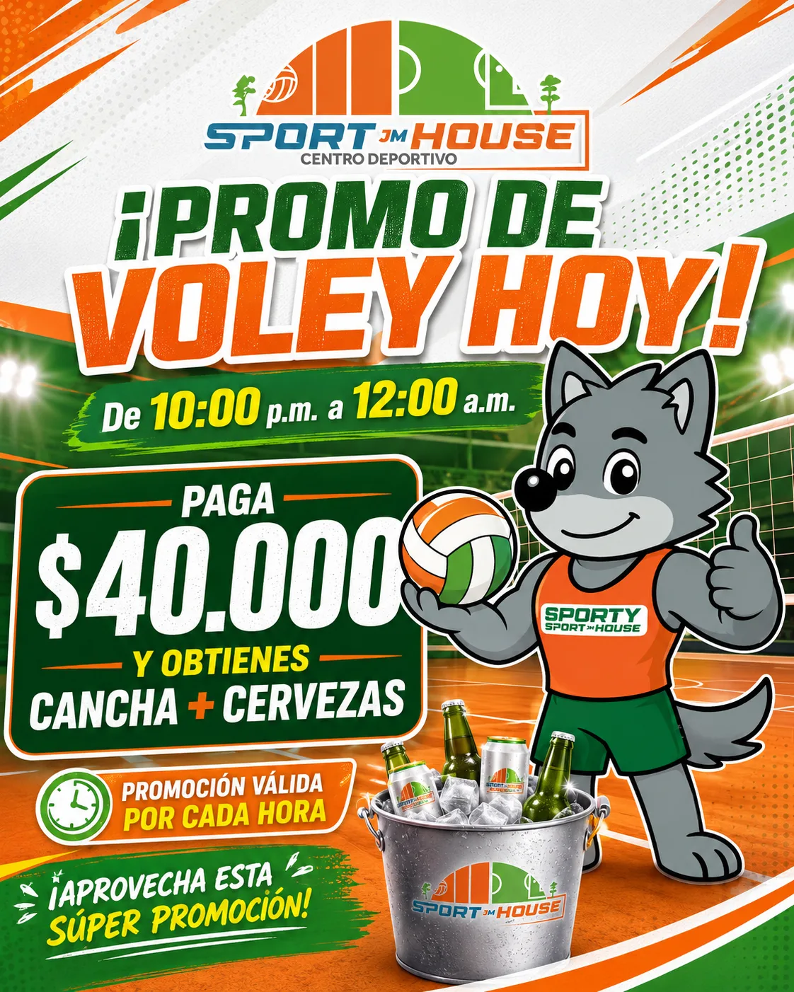 Promoción de Voley Nocturno: cancha + cervezas