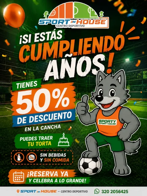 Cumpleaños Sport House: 50%