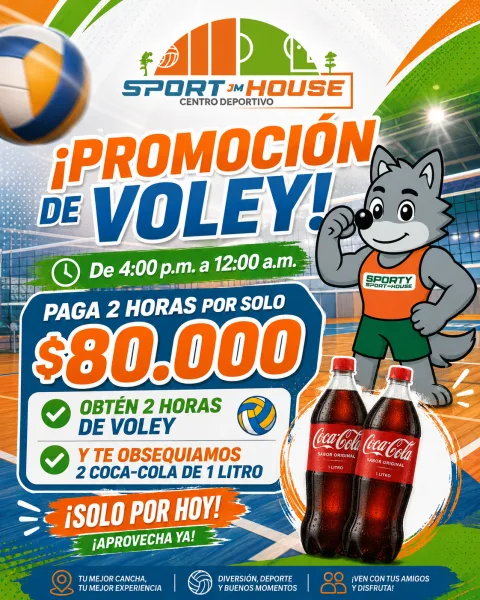 Promoción de Voley: 2 horas + 2 Coca-Cola